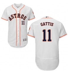 Men's Majestic Houston Astros #11 Evan Gattis White Home Flex Base Authentic Collection MLB Jersey