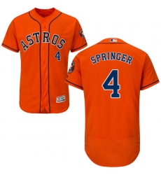 Men's Majestic Houston Astros #4 George Springer Orange Alternate Flex Base Authentic Collection MLB Jersey