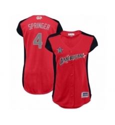 Women's Houston Astros #4 George Springer Authentic Red American League 2019 Baseball All-Star Jersey