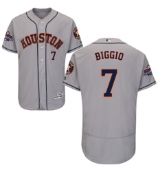 Men's Majestic Houston Astros #7 Craig Biggio Authentic Grey Road 2017 World Series Champions Flex Base MLB Jersey