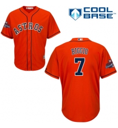 Youth Majestic Houston Astros #7 Craig Biggio Authentic Orange Alternate 2017 World Series Champions Cool Base MLB Jersey