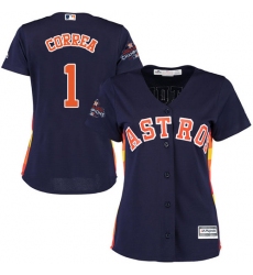 Women's Majestic Houston Astros #1 Carlos Correa Authentic Navy Blue Alternate 2017 World Series Champions Cool Base MLB Jersey