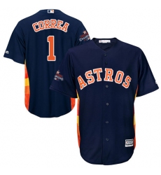 Youth Majestic Houston Astros #1 Carlos Correa Authentic Navy Blue Alternate 2017 World Series Champions Cool Base MLB Jersey