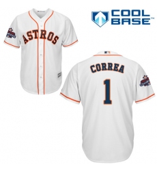 Youth Majestic Houston Astros #1 Carlos Correa Authentic White Home 2017 World Series Champions Cool Base MLB Jersey