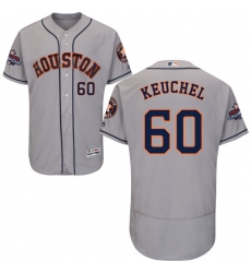 Men's Majestic Houston Astros #60 Dallas Keuchel Authentic Grey Road 2017 World Series Champions Flex Base MLB Jersey