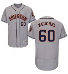 Men's Majestic Houston Astros #60 Dallas Keuchel Grey Road Flex Base Authentic Collection MLB Jersey
