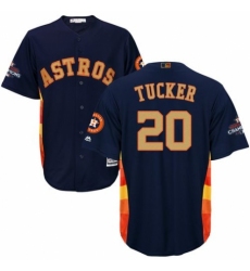 Men's Majestic Houston Astros #20 Preston Tucker Replica Navy Blue Alternate 2018 Gold Program Cool Base MLB Jersey