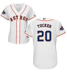 Women's Majestic Houston Astros #20 Preston Tucker Authentic White Home 2017 World Series Champions Cool Base MLB Jersey