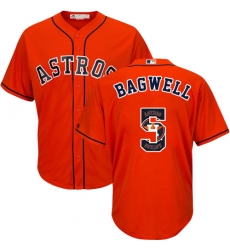 Men's Majestic Houston Astros #5 Jeff Bagwell Authentic Orange Team Logo Fashion Cool Base MLB Jersey