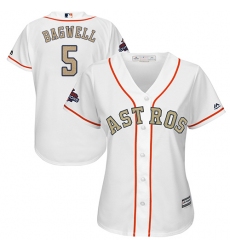 Women's Majestic Houston Astros #5 Jeff Bagwell Authentic White 2018 Gold Program Cool Base MLB Jersey