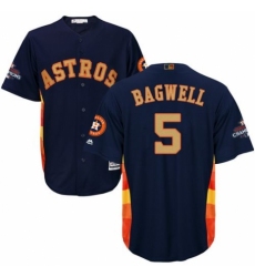 Youth Majestic Houston Astros #5 Jeff Bagwell Authentic Navy Blue Alternate 2018 Gold Program Cool Base MLB Jersey