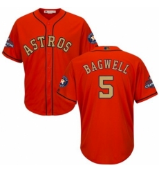 Youth Majestic Houston Astros #5 Jeff Bagwell Authentic Orange Alternate 2018 Gold Program Cool Base MLB Jersey