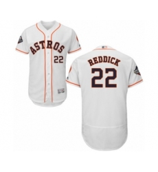 Men's Houston Astros #22 Josh Reddick White Home Flex Base Authentic Collection 2019 World Series Bound Baseball Jersey