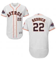 Men's Majestic Houston Astros #22 Josh Reddick Authentic White Home 2017 World Series Champions Flex Base MLB Jersey