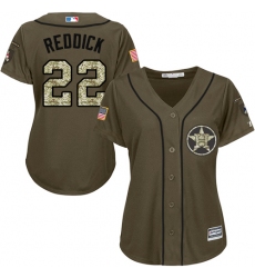 Women's Majestic Houston Astros #22 Josh Reddick Authentic Green Salute to Service MLB Jersey
