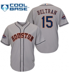 Youth Majestic Houston Astros #15 Carlos Beltran Authentic Grey Road 2017 World Series Champions Cool Base MLB Jersey