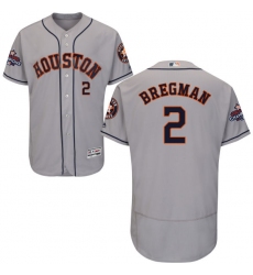 Men's Majestic Houston Astros #2 Alex Bregman Authentic Grey Road 2017 World Series Champions Flex Base MLB Jersey