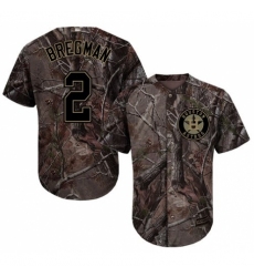 Youth Majestic Houston Astros #2 Alex Bregman Authentic Camo Realtree Collection Flex Base MLB Jersey