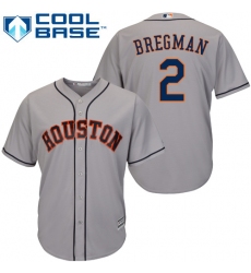 Youth Majestic Houston Astros #2 Alex Bregman Authentic Grey Road Cool Base MLB Jersey