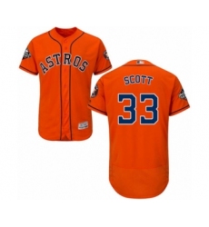Men's Houston Astros #33 Mike Scott Orange Alternate Flex Base Authentic Collection 2019 World Series Bound Baseball Jersey