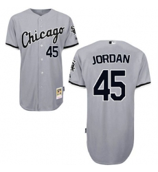 Men's Mitchell and Ness Chicago White Sox #45 Michael Jordan Replica Grey Throwback MLB Jersey