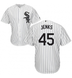 Men's Majestic Chicago White Sox #45 Bobby Jenks Replica White Home Cool Base MLB Jersey