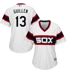 Women's Majestic Chicago White Sox #13 Ozzie Guillen Replica White 2013 Alternate Home Cool Base MLB Jersey