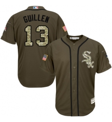 Youth Majestic Chicago White Sox #13 Ozzie Guillen Authentic Green Salute to Service MLB Jersey