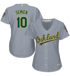 Women's Majestic Oakland Athletics #10 Marcus Semien Authentic Grey Road Cool Base MLB Jersey