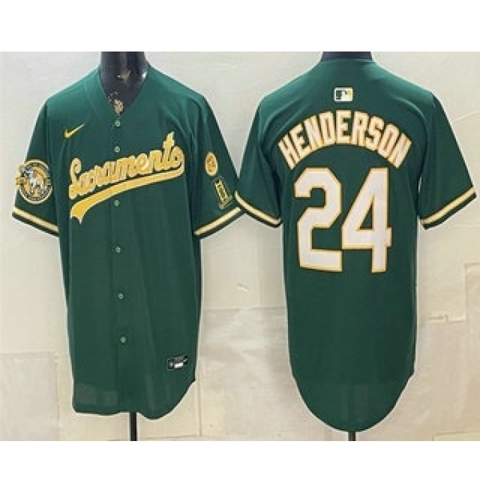Men's Oakland Athletics #24 Rickey Henderson 2026 Green Alternate Sacramento Celebrating 125 Years Limited Jersey