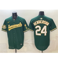 Men's Oakland Athletics #24 Rickey Henderson 2026 Green Alternate Sacramento Celebrating 125 Years Vapor Limited Stitched Baseball Jersey