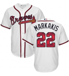 Men's Majestic Atlanta Braves #22 Nick Markakis Authentic White Team Logo Fashion Cool Base MLB Jersey