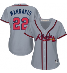 Women's Majestic Atlanta Braves #22 Nick Markakis Authentic Grey Road Cool Base MLB Jersey
