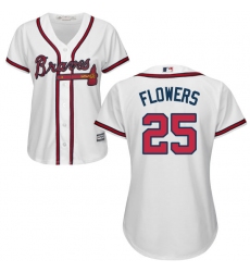Women's Majestic Atlanta Braves #25 Tyler Flowers Authentic White Home Cool Base MLB Jersey