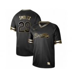 Men's Atlanta Braves #29 John Smoltz Authentic Black Gold Fashion Baseball Jersey