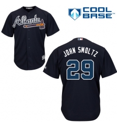 Men's Majestic Atlanta Braves #29 John Smoltz Replica Blue Alternate Road Cool Base MLB Jersey