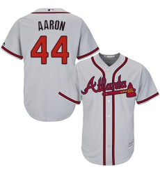 Men's Majestic Atlanta Braves #44 Hank Aaron Replica Grey Road Cool Base MLB Jersey