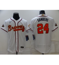 Men's Atlanta Braves #24 Deion Sanders White 2022 Gold Program Authentic Player Jersey