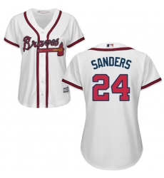 Women's Majestic Atlanta Braves #24 Deion Sanders Authentic White Home Cool Base MLB Jersey