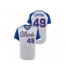 Women Atlanta Braves #49 Turn Back the Clock Julio Teheran Gray Royal 1979 Authentic Jersey