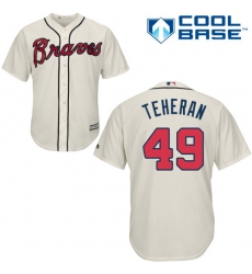 Youth Majestic Atlanta Braves #49 Julio Teheran Authentic Cream Alternate 2 Cool Base MLB Jersey