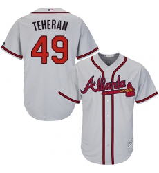 Youth Majestic Atlanta Braves #49 Julio Teheran Authentic Grey Road Cool Base MLB Jersey