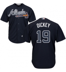Youth Majestic Atlanta Braves #19 R.A. Dickey Authentic Blue Alternate Road Cool Base MLB Jersey
