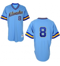 Men's Majestic Milwaukee Brewers #8 Ryan Braun Replica Blue 1982 Turn Back The Clock MLB Jersey