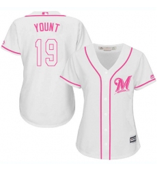 Women's Majestic Milwaukee Brewers #19 Robin Yount Authentic White Fashion Cool Base MLB Jersey