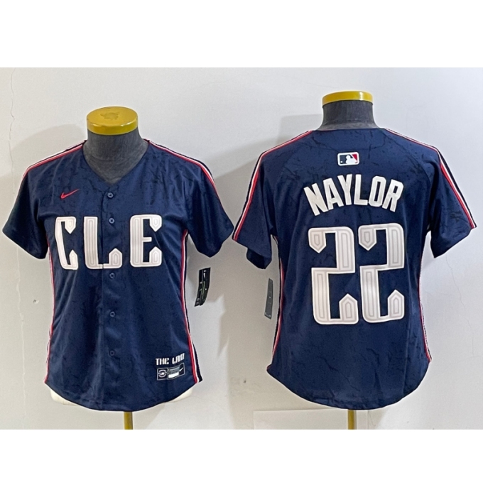 Women's Cleveland Guardians #22 Josh Naylor Navy 2024 City Connect Limited Stitched Jersey
