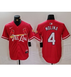 Men's St Louis Cardinals #4 Yadier Molina Red 2024 City Connect Stitched Baseball Jersey