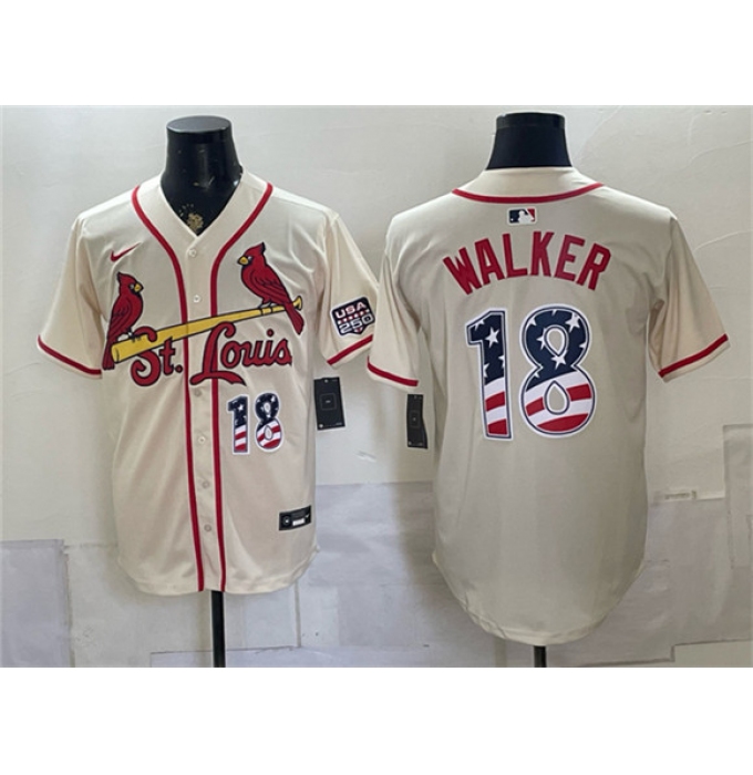 Men's St. Louis Cardinals #18 Jordan Walker Cream USA 250 Fourth of July Stitched Baseball Jersey