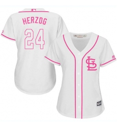 Women's Majestic St. Louis Cardinals #24 Whitey Herzog Replica White Fashion Cool Base MLB Jersey