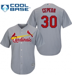 Men's Majestic St. Louis Cardinals #30 Orlando Cepeda Replica Grey Road Cool Base MLB Jersey